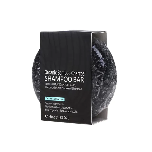 Thick shampoo against gray hair Shampoo against gray hair with bamboo black coal Thick nourishing shampoo reducing gray hair Soap for hair 60 g