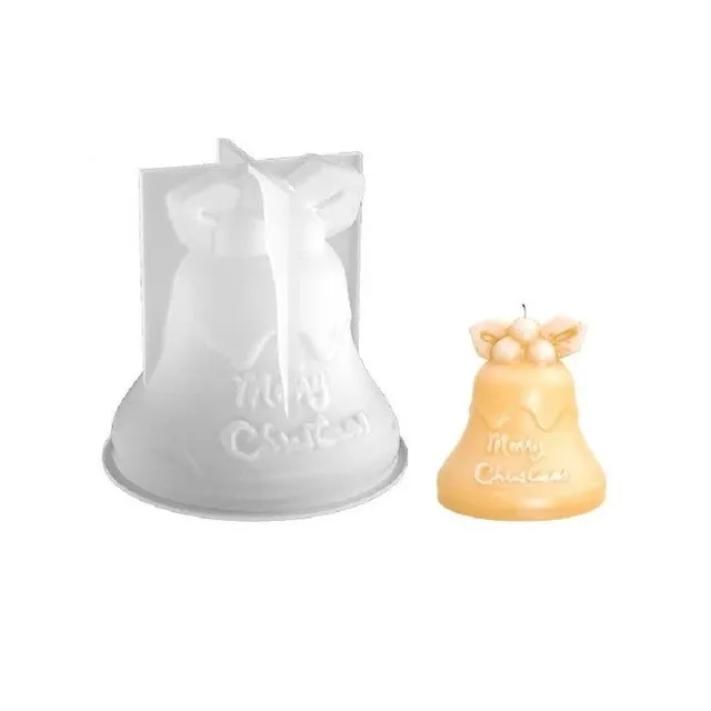 Stampo in silicone natalizio per candele - campana 8,3 x 8,1 cm