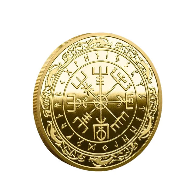 Viking Collector Coin Nordic Gold Coin Commemorative Plated Coin with Runes