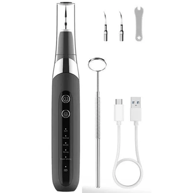 Waterproof electric dental remover with 5 steps IPX6 Ultrasonic LED teeth cleaner Sonic irigator for care of interdental spaces USB-C 3.3 x 22.4 cm