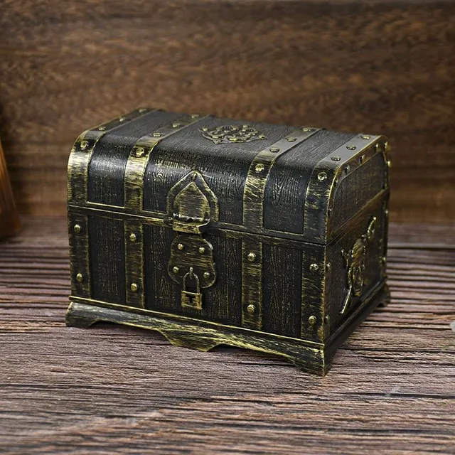 Retro cash box in the shape of a medieval chest