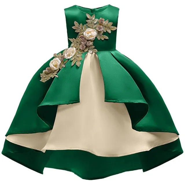 Dievčatá luxusné princezné šaty na svadbu Zelená 3 roky
