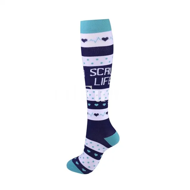 Compression high socks with various motifs