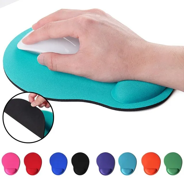 Practical mouse pad with soft cushion against carpal tunnel - several colors