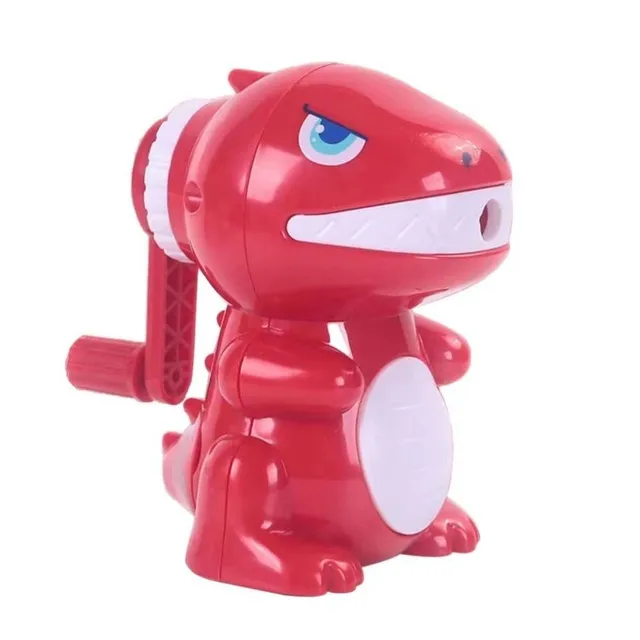 Modern pencil sharpener with loop for faster cutting in the shape of dinosaur - more variants