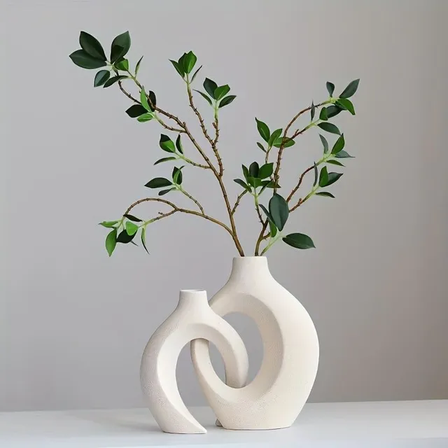 Beautiful Nordic boho vase made of white ceramics - Minimalist piece for stylish home