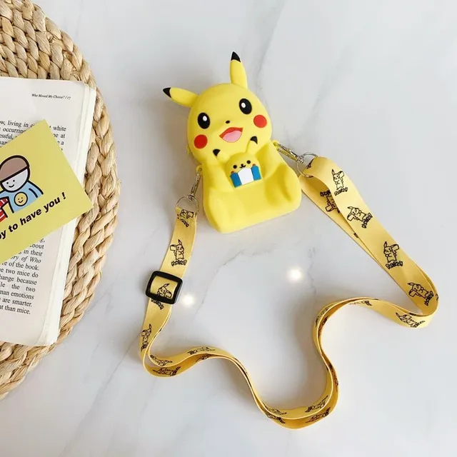 Dětská moderní venkovní silikonová kapsička přes rameno Pokémon