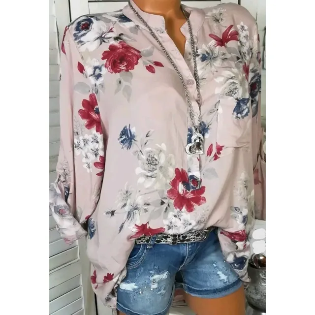 Bluză de vară pentru femei cu mâneci lungi și imprimeu floral