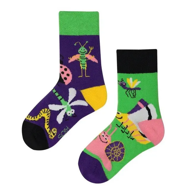 Baby color socks with cute cartoons - medium-high cotton socks