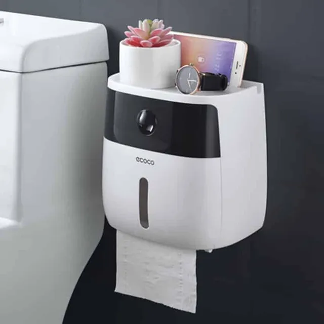 Wall mounted toilet paper holder | Shelf, Drawer