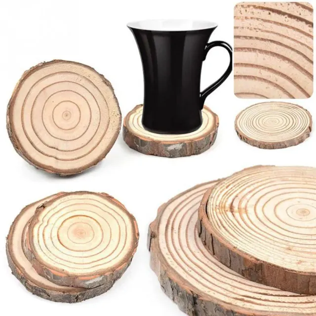 Natural round wooden coaster under a cup for tea, coffee or drinks