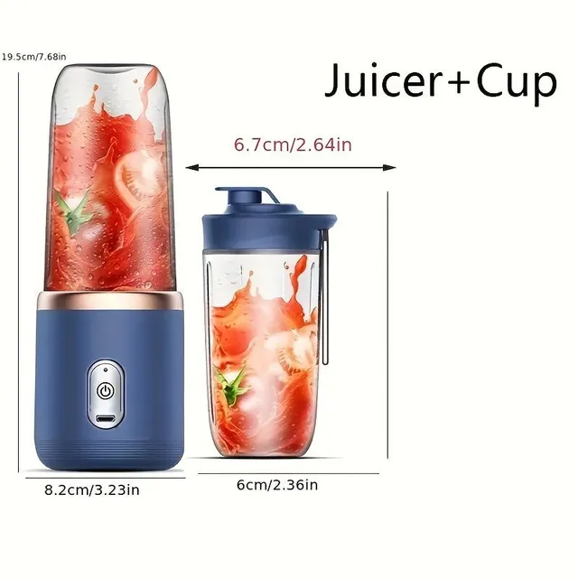 Compact USB Mixer with 6 Blades - Ideal for Smoothie, Ice Chopping and More