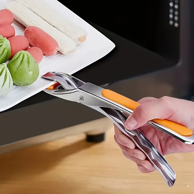 Stainless steel kitchen pliers resistant to burn, heat resistant silicone handles