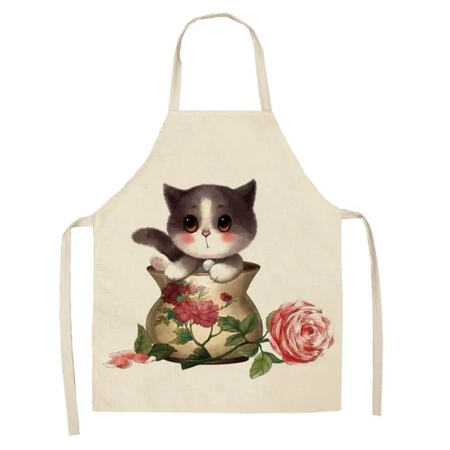 Kitchen apron with cat motif