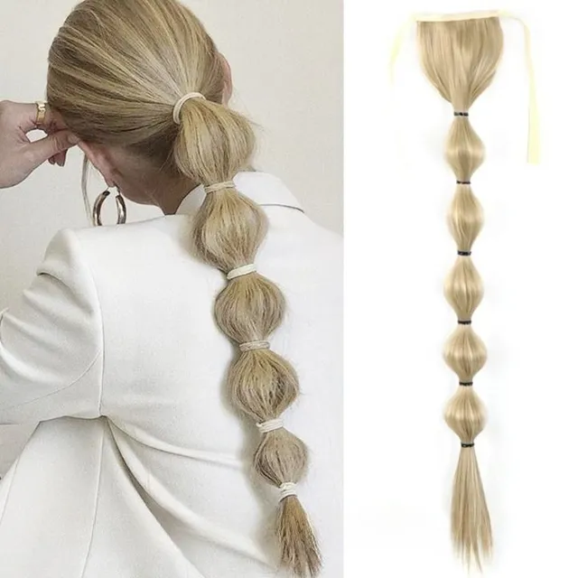 Long synthetic hair with a drawstring for fastening the ponytail - various variations