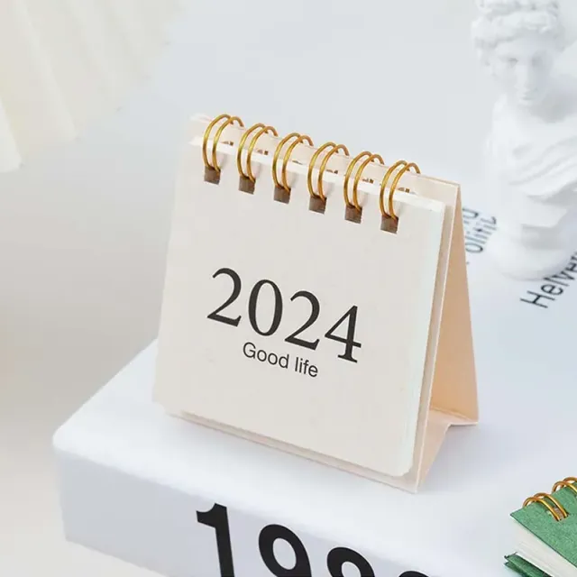 Mini Table Calendar 2024, portable creative notebook, decoration, small fresh chic table calendar, monthly planner for students and office supplies