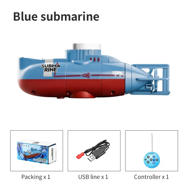 Mini RC Submarine 0.1 m/s Speed Remote Control Boat Waterproof Diving Toy Simulation Model Gift for Kids Boys Girls New Year Gift