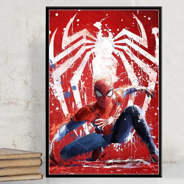 Poster on the wall with superhero motifs Spider-man