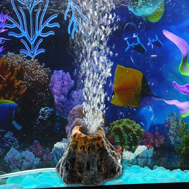 Aquarium decoration in the shape of a volcano