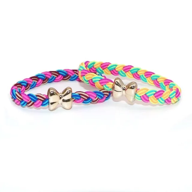 Colored hair rubber bands with bow 10 pcs