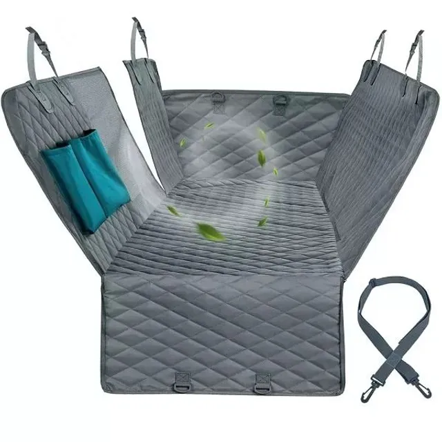 Praktická ochranná deka s poutky na zadní sedačky auta pro ochranu proti pejskům Eusebiu