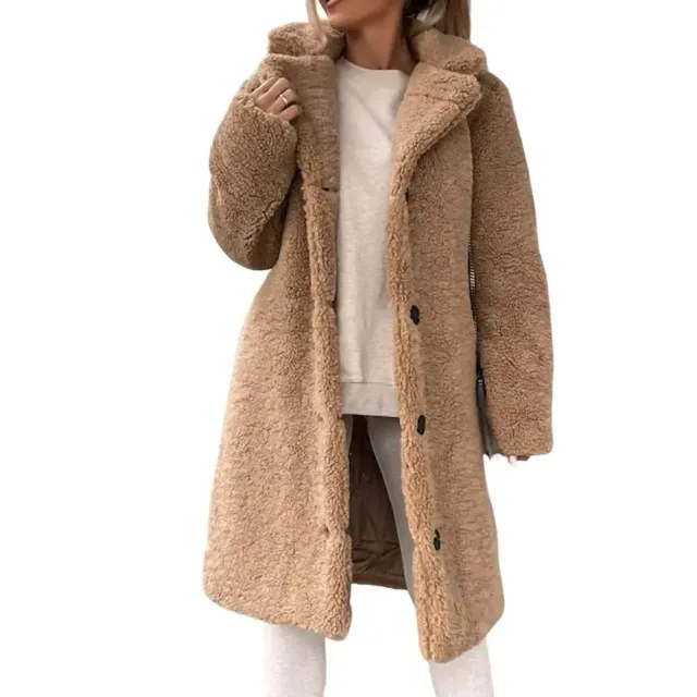 Trench en peluche pour femme - Automne-Hiver à manches longues