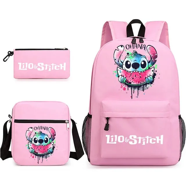 Set kit școală Stitch - Rucsac și cutie creion + sac umăr