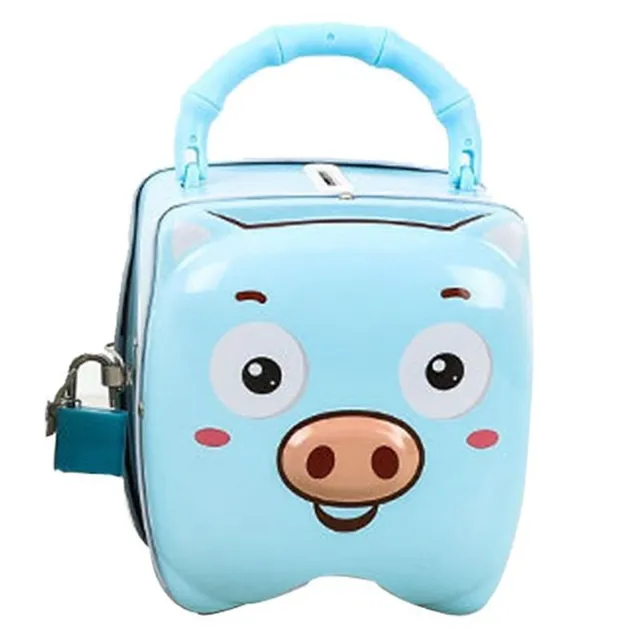 Children's portable cash box in a cute piggy bank shape