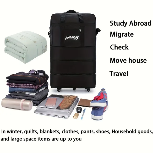 Foldable travel bag with large capacity, Portable travel bag for clothing, Light and waterproof, Oxford fabric
