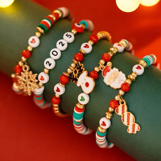 Juego de 5 pulseras de colores de Santa Claus, estilo Y2K, ideal para niñas - regalo navideño original