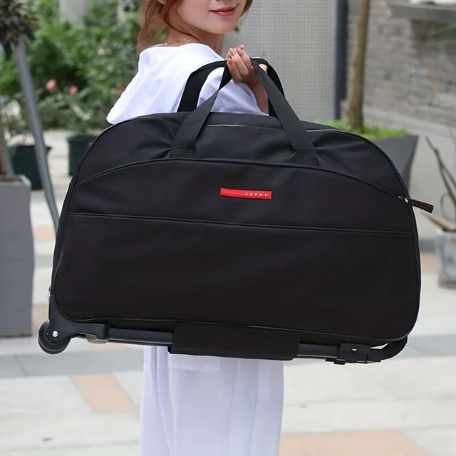 Foldable travel bag with lever - Large capacity, monochrome