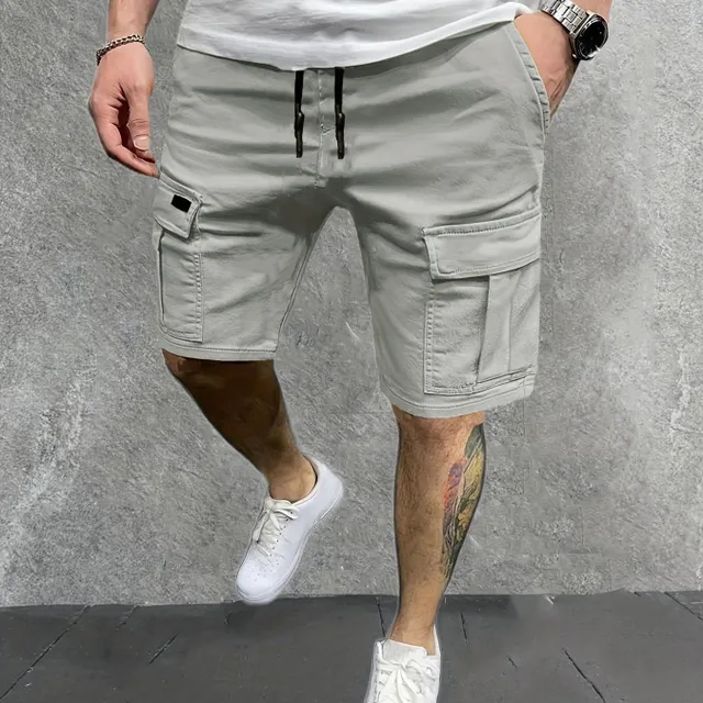 Male cargo shorts medium length - Comfortable and practical with pockets - Ideal for summer
