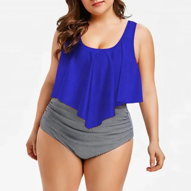 Maillot de bain Tankini taille haute avec imprimé volant