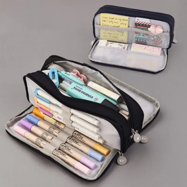 Practical spacious pencil case with several compartments - several color variants