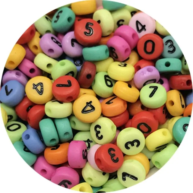 100 de mărgele colorate rotunde cu cifre pentru copii