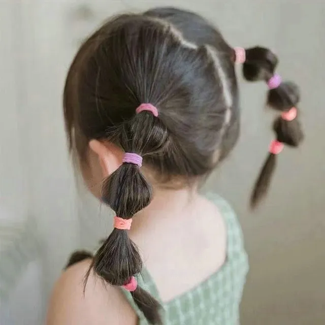 100ks Roztomilé elastické polyesterové vlasy gumové pásy pre deti a dievčatá - Farebné vlasové doplnky