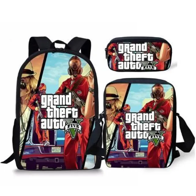 Set de saci de școală cu se răcească Grand Theft Auto print picture-color-8