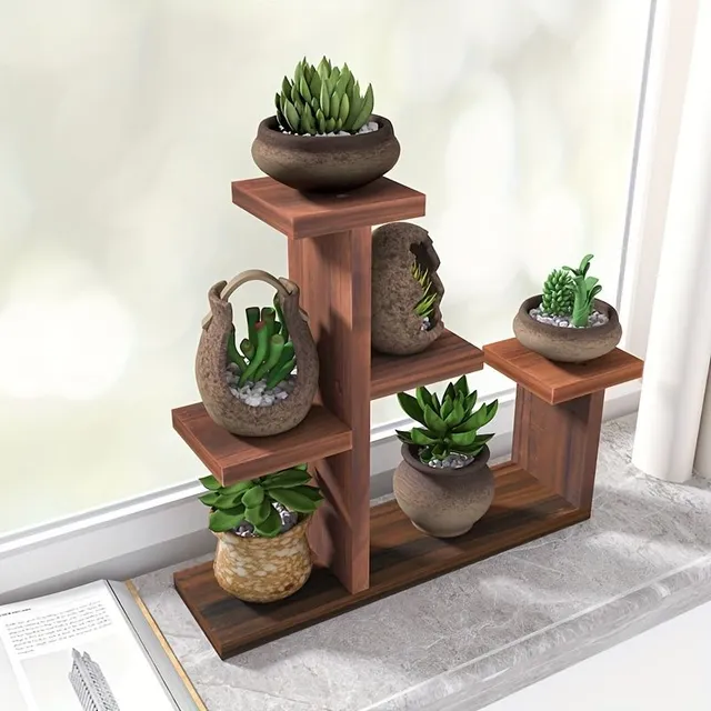 Multi-level stand for flowers made of wood and iron for balcony, window, home, bedroom - succulent boxes