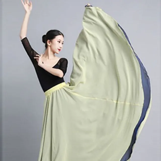 Fustă de dans flamenco cu două straturi reversibile de 720 de grade, îmbrăcăminte de dans