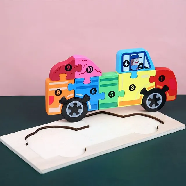 Detské drevené číslované puzzle rôznych tvarov Antonio