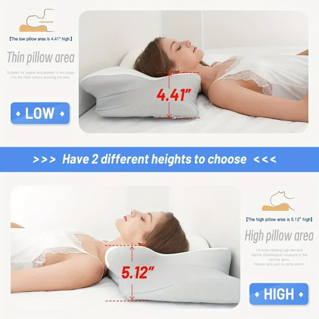 Ergonomic memory foam pillow with removable cover