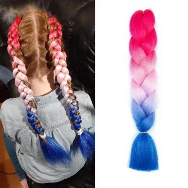 Multicoloured kanekalon hair on braids - multiple colours