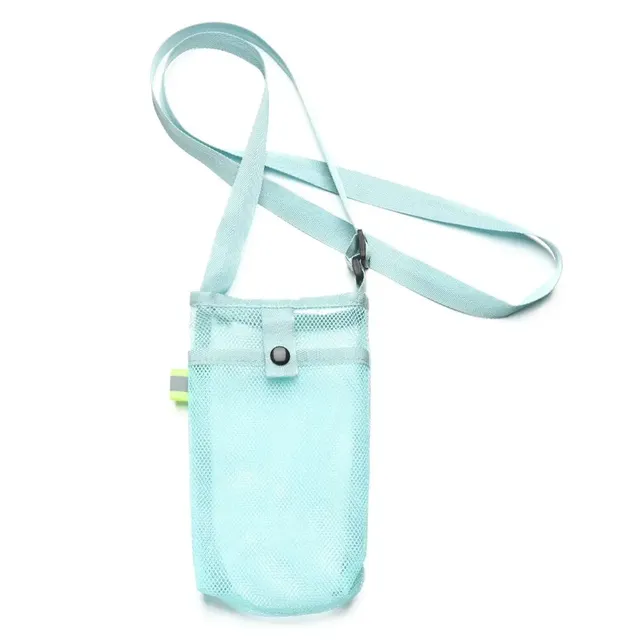 Network wrapper for sports bottle with pocket for mobile phone, suitable for camping