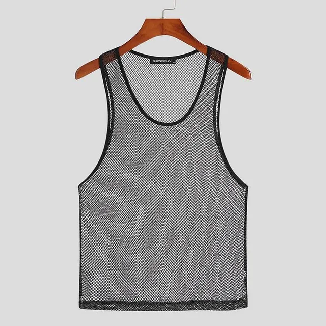 Męski przezroczysty tank top z cekinami na rave