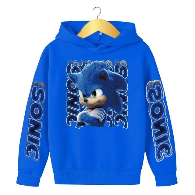 Bluză cu glugă și imprimeu Sonic pentru băieți