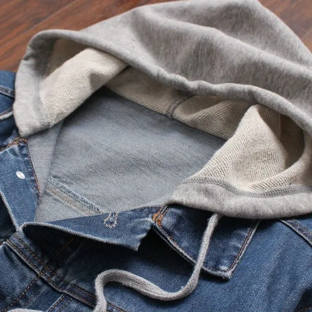 Denim jean jacket with hoodie