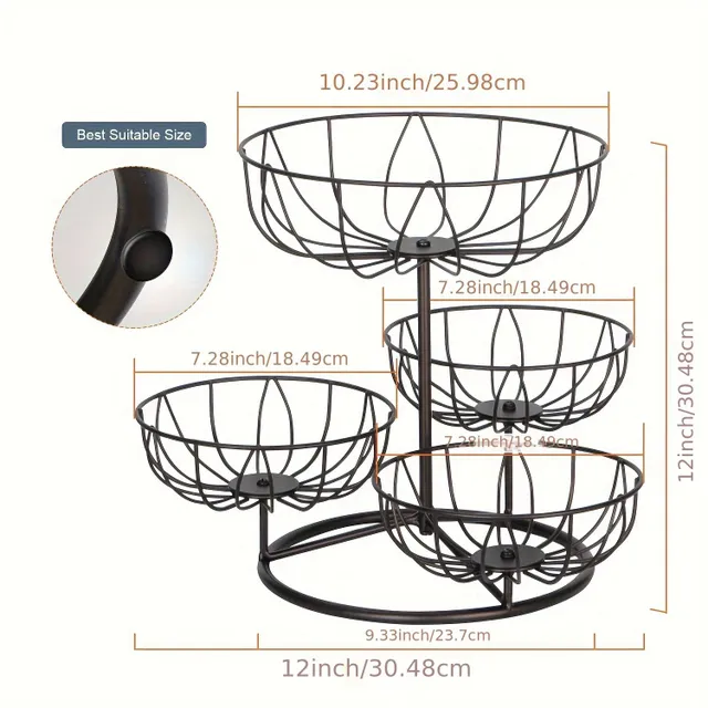 4 floor metal fruit basket for fruit and vegetables, freestanding organizer for kitchen line, decorative