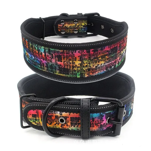 Padded wide reflective collar for dogs