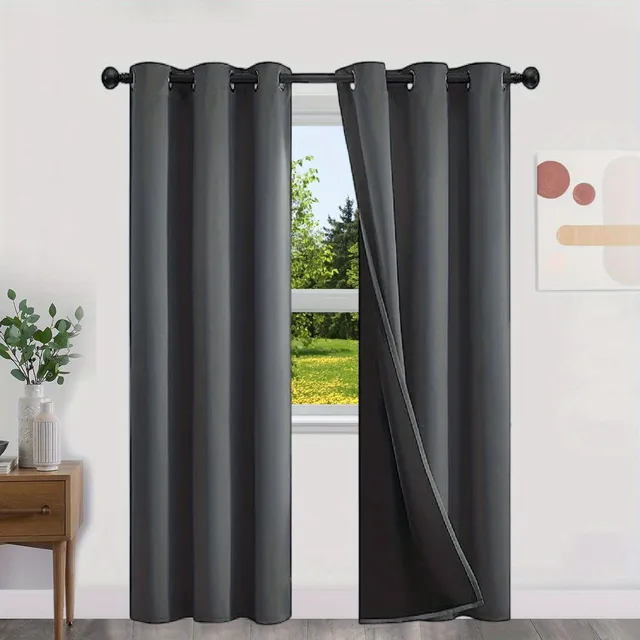 Blackout curtains with no pattern with thermal lining - Energy saving, privacy and style for living room, bedroom, kitchen and bathroom