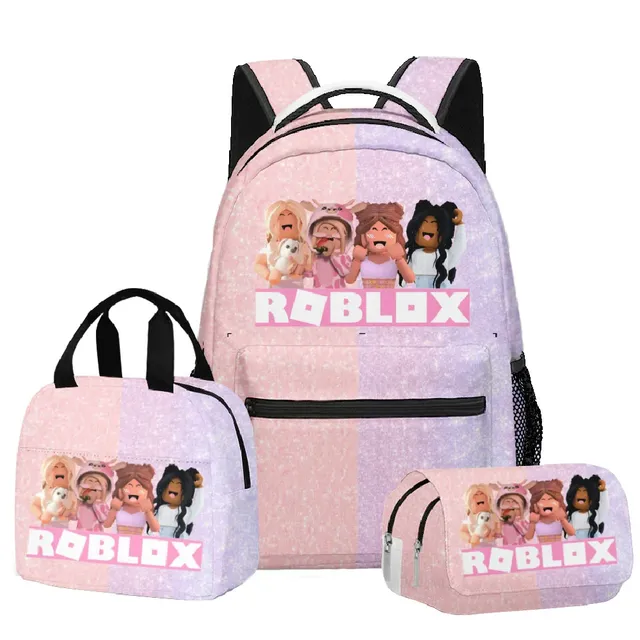 Stylish school set for children - Backpack, pencil case, lunch bag in various Roblox motifs